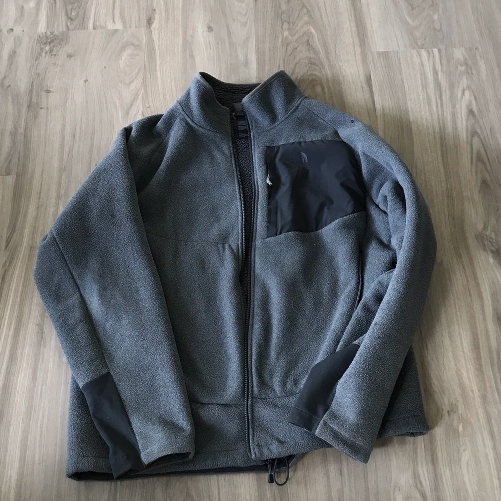 Gray North Face Fleece Jacket with Black Accents
